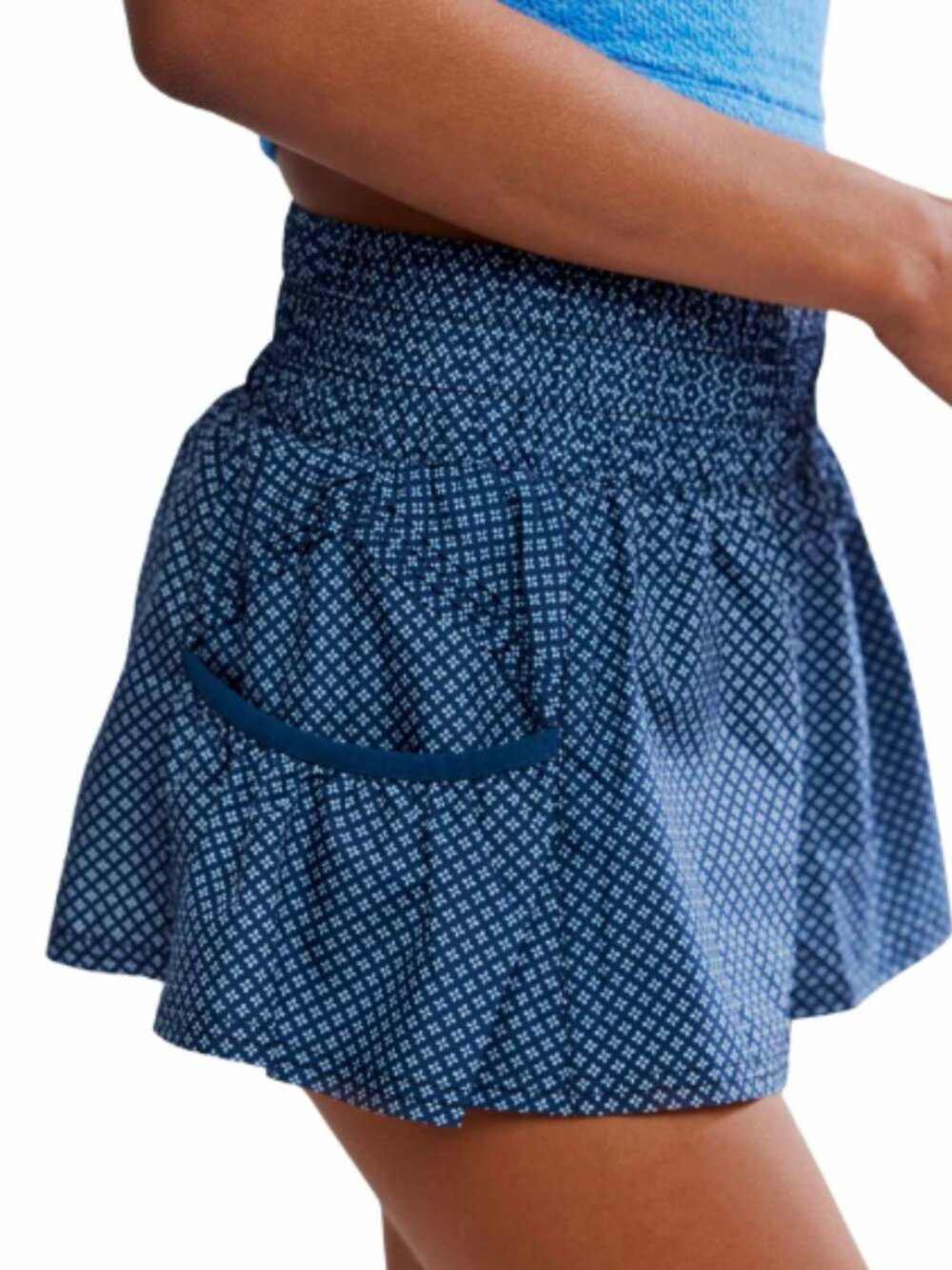 FP Mvt Get Your Flirt On Printed Shorts Summit Frost / Midnight Navy NWT Med